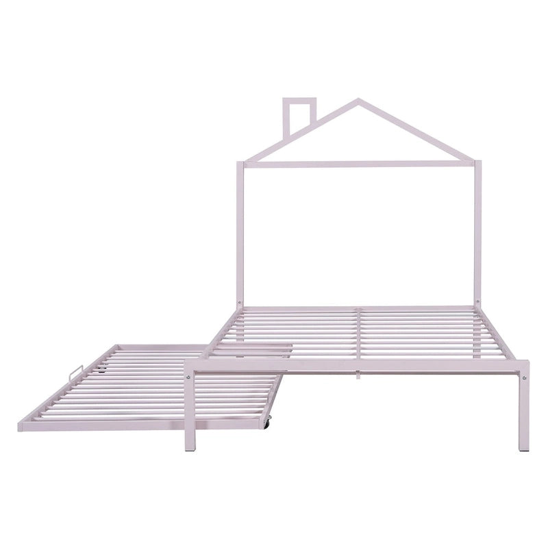 Full Size Metal Platform Bed with twin size trundle