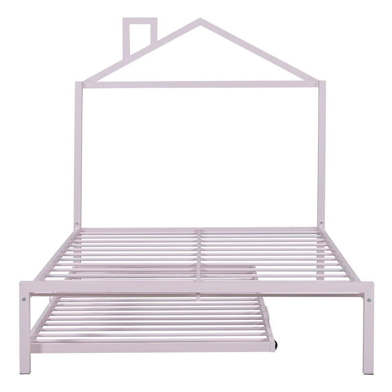 Full Size Metal Platform Bed with twin size trundle