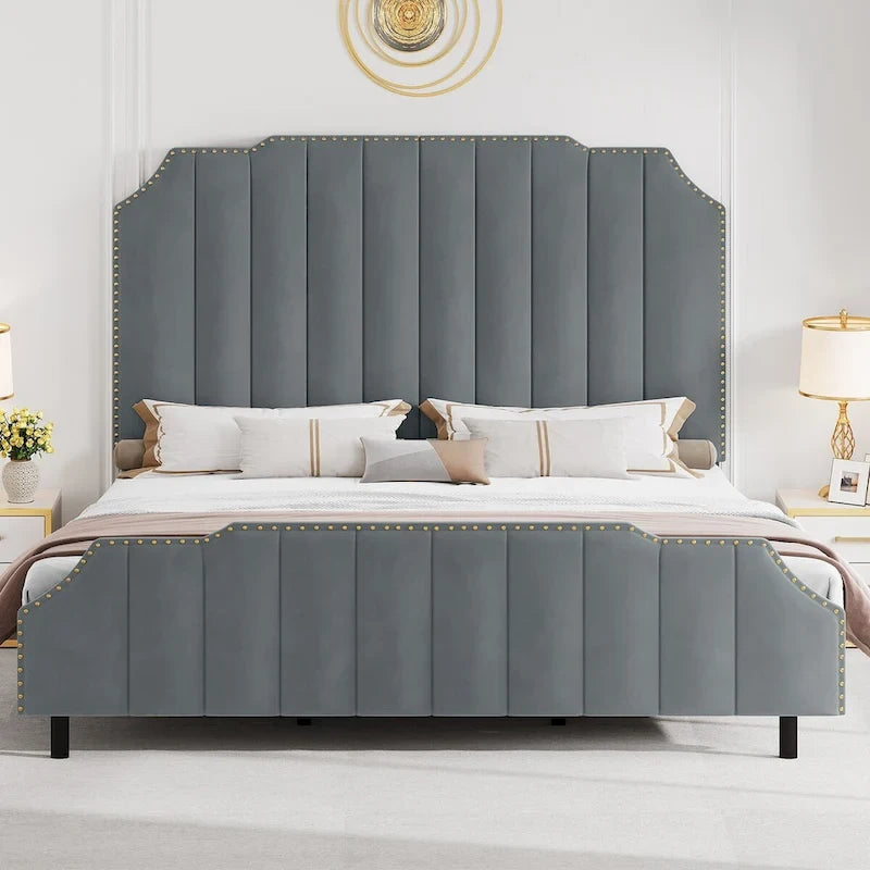 Black Upholstered Bed Frame PU Platform Bedframe Mattress Foundation