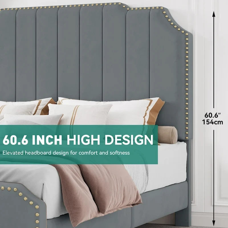 Black Upholstered Bed Frame PU Platform Bedframe Mattress Foundation