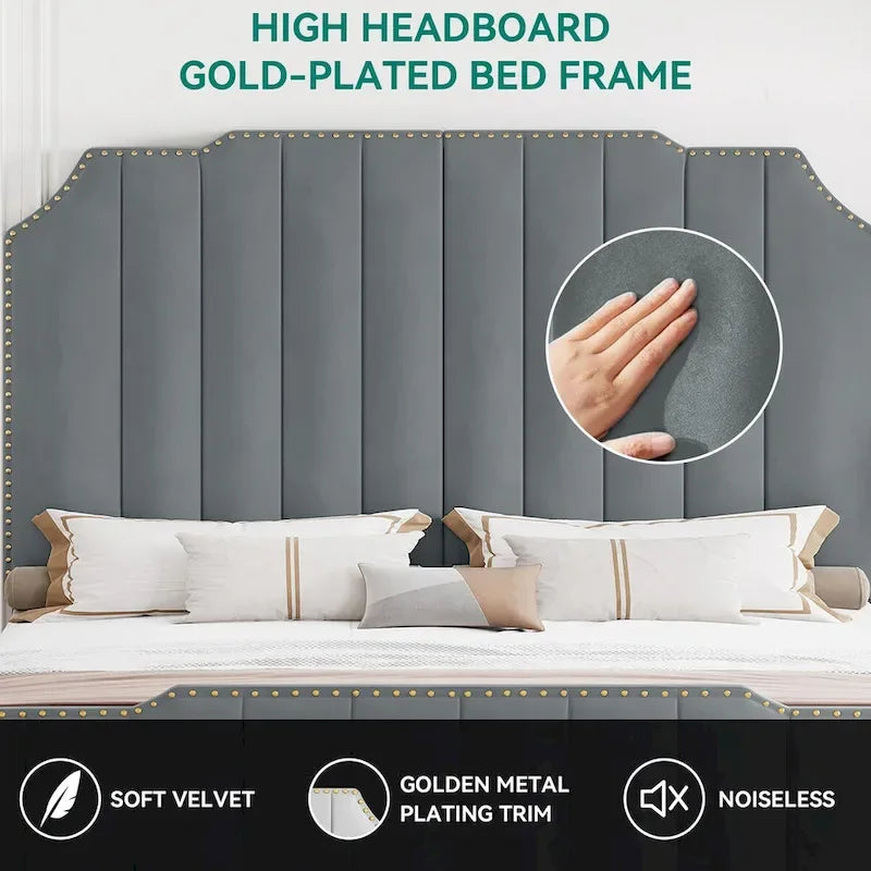 Black Upholstered Bed Frame PU Platform Bedframe Mattress Foundation