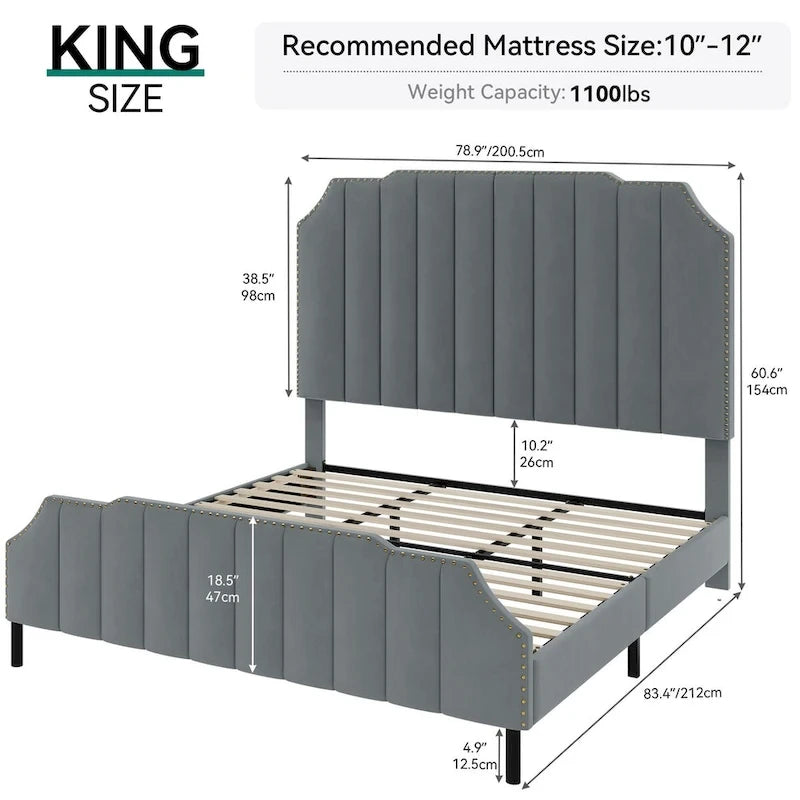 Black Upholstered Bed Frame PU Platform Bedframe Mattress Foundation