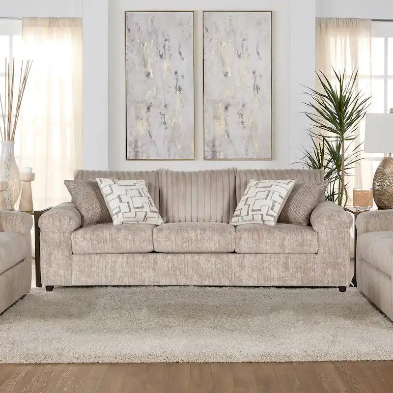 Roundhill Furniture Nason Wide Wale Corduroy Sofa and Loveseat Set