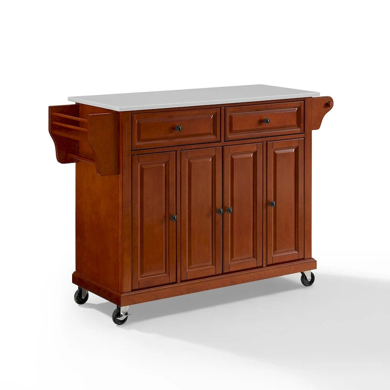 Crosley Full Size Granite Top Kitchen Cart in Cherry - 51.5  W x 18  D x 36.5  H
