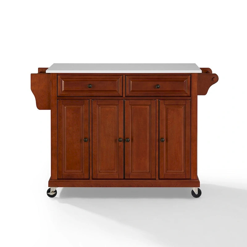 Crosley Full Size Granite Top Kitchen Cart in Cherry - 51.5  W x 18  D x 36.5  H