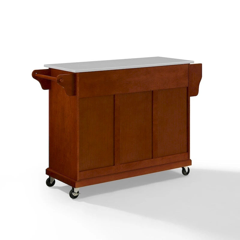 Crosley Full Size Granite Top Kitchen Cart in Cherry - 51.5  W x 18  D x 36.5  H