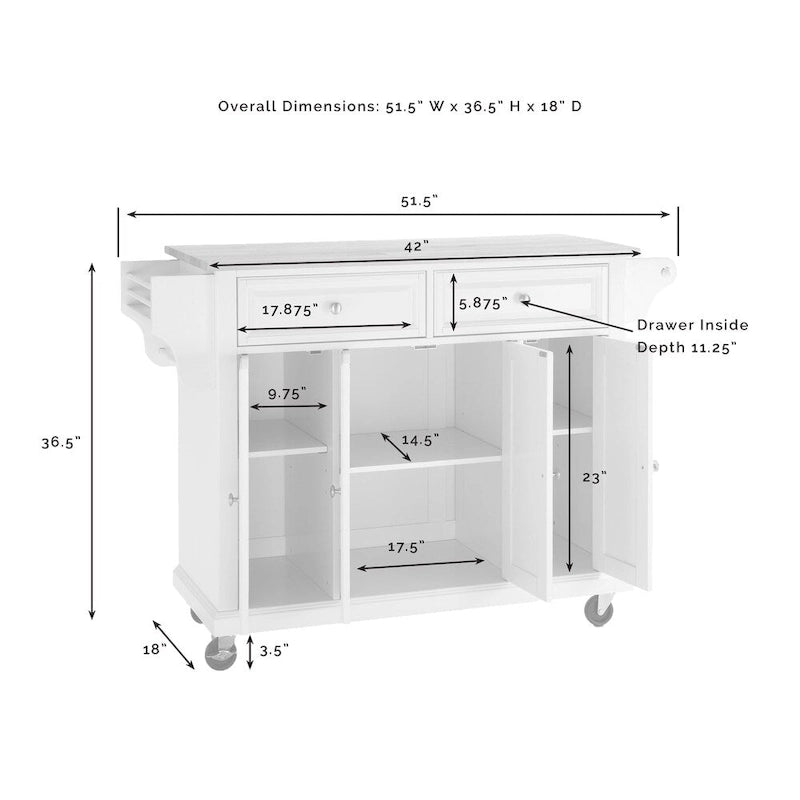 Crosley Full Size Granite Top Kitchen Cart in Cherry - 51.5  W x 18  D x 36.5  H
