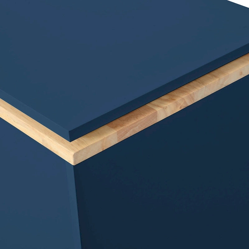 Rubberwood Kitchen Cart with Drop Leaf, Extended Table, 2 Fluted Glass Doors, LED Light and Power Outlet