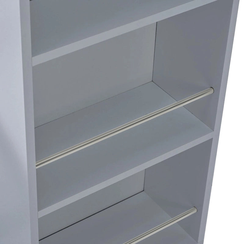 Rubberwood Kitchen Cart with Drop Leaf, Extended Table, 2 Fluted Glass Doors, LED Light and Power Outlet