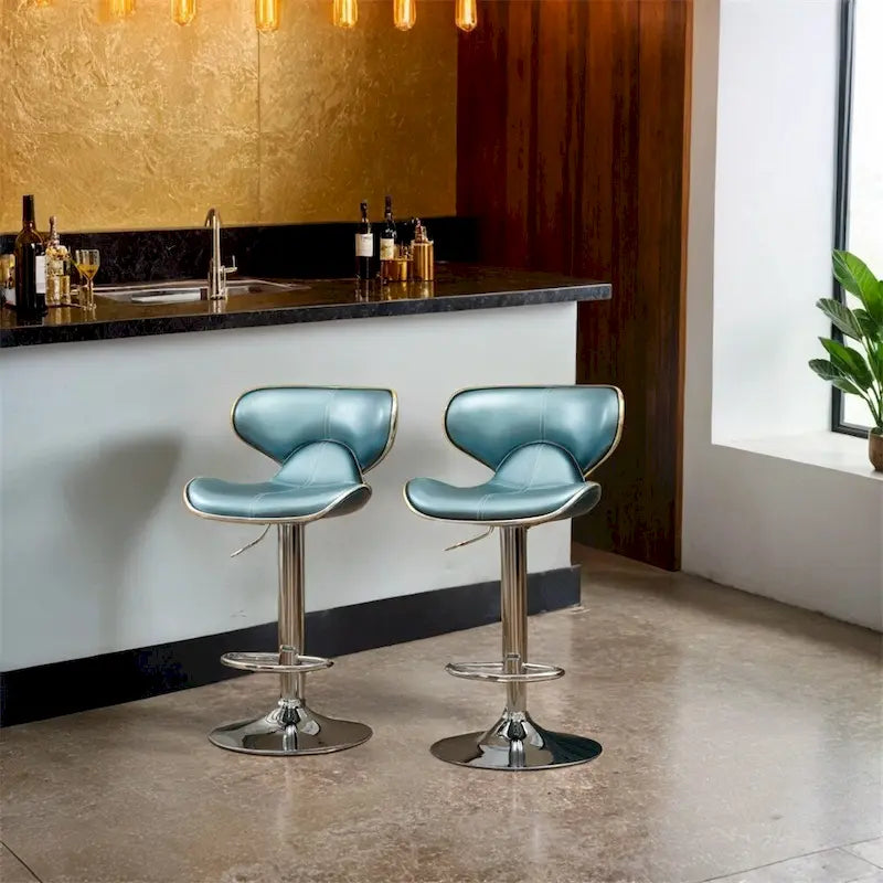 Upholstery Airlift Adjustable Swivel Barstool w/Chrome Base,Set of 2