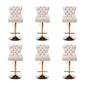 Thick Golden Swivel Velvet Bar Stools Set of 6