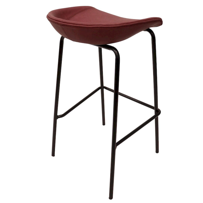Leather Barstool with Powder-Coated Iron Frame Set of 2 Servos Series