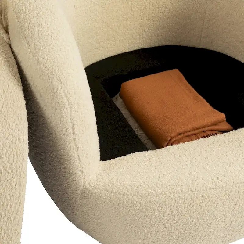 Upholstered Swivel Barrel Armchair with Storage Modern Living Room Side Chair for Bedroom/Office/Reading Spaces