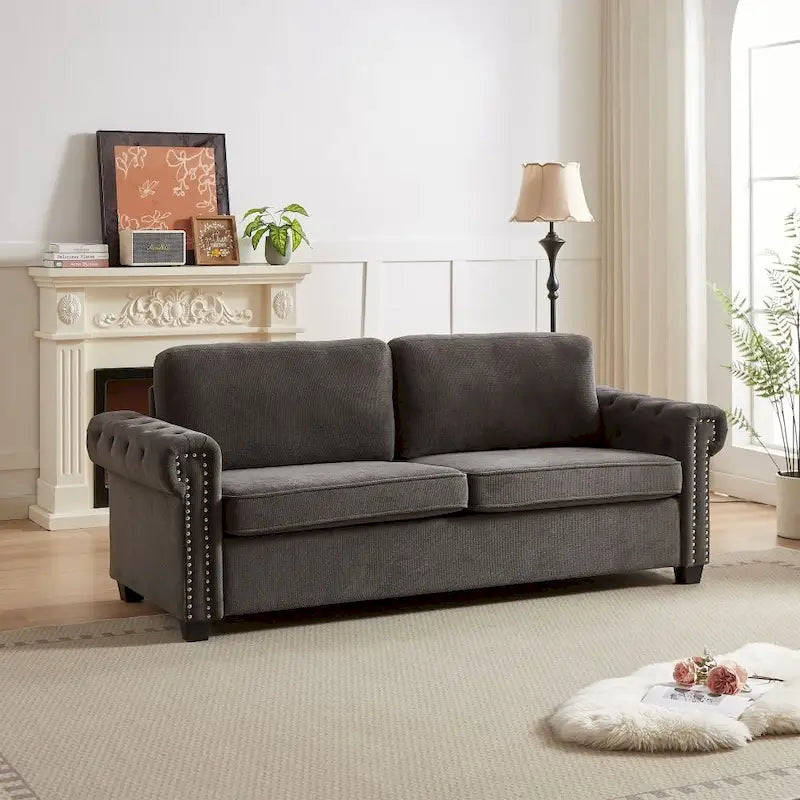 83.8  Convertible 2-in-1 Pullout Polyester Sleeper Sofa Bed