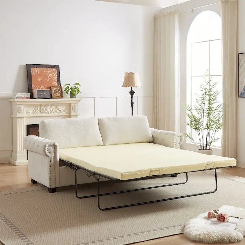 83.8  Convertible 2-in-1 Pullout Polyester Sleeper Sofa Bed