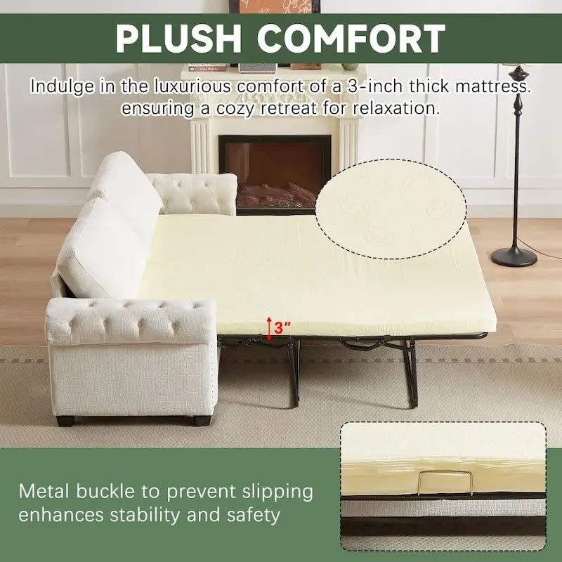 83.8  Convertible 2-in-1 Pullout Polyester Sleeper Sofa Bed