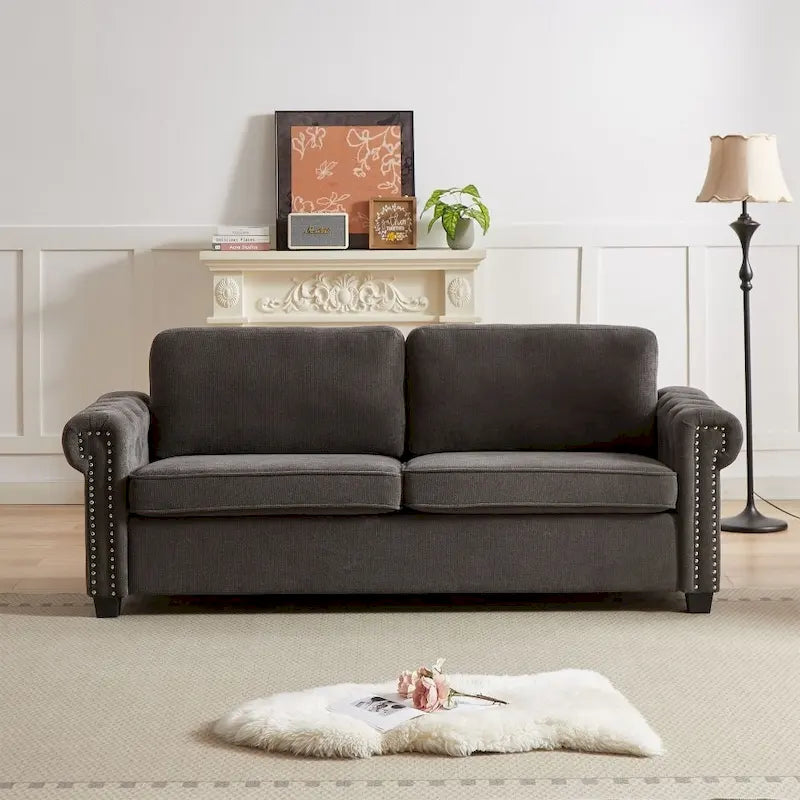 83.8  Convertible 2-in-1 Pullout Polyester Sleeper Sofa Bed