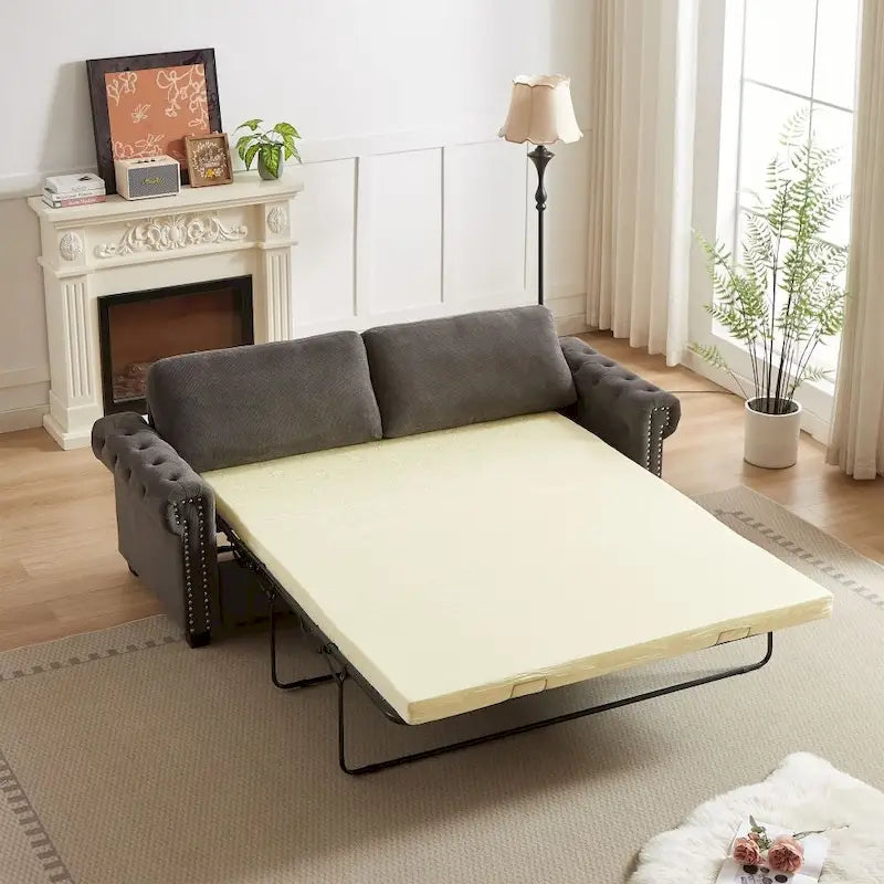 83.8  Convertible 2-in-1 Pullout Polyester Sleeper Sofa Bed