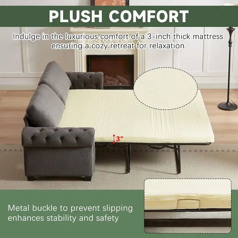 83.8  Convertible 2-in-1 Pullout Polyester Sleeper Sofa Bed
