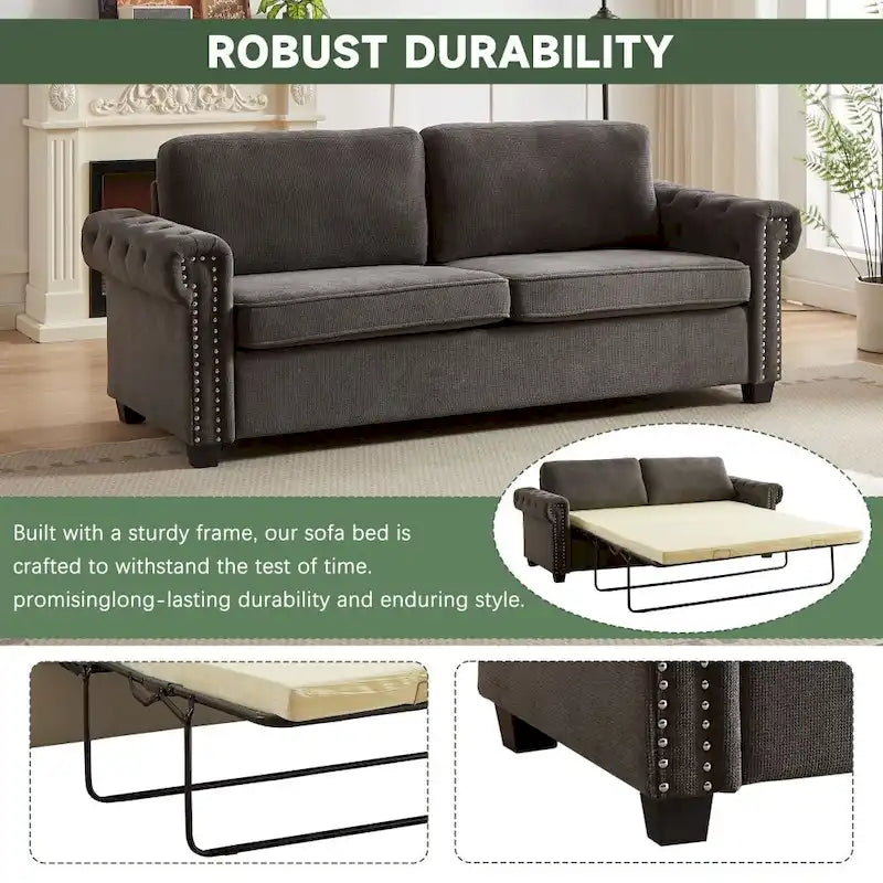 83.8  Convertible 2-in-1 Pullout Polyester Sleeper Sofa Bed