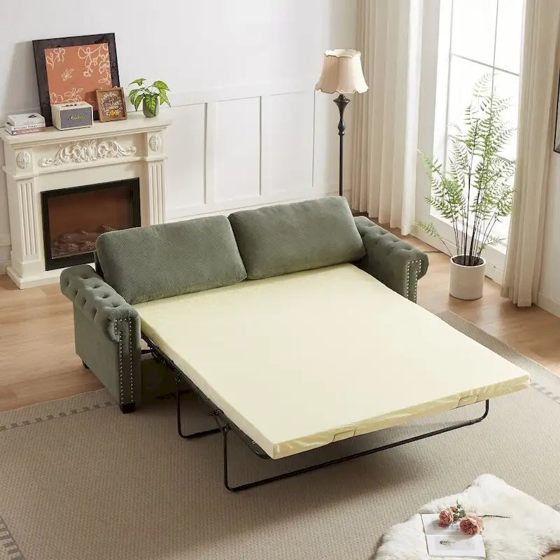 83.8  Convertible 2-in-1 Pullout Polyester Sleeper Sofa Bed