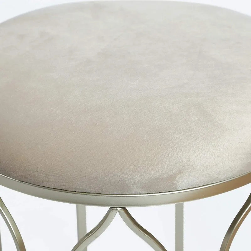 Adeco FT0254 Round Stackable Footstool, Steel Legs, 17 Inch Height, Set of 2 Ottomans & Storage Ottomans Light Grey