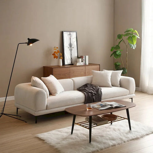 108.3in Upholstered Blue White 4-Seater Modern Fabric Sofa Couch