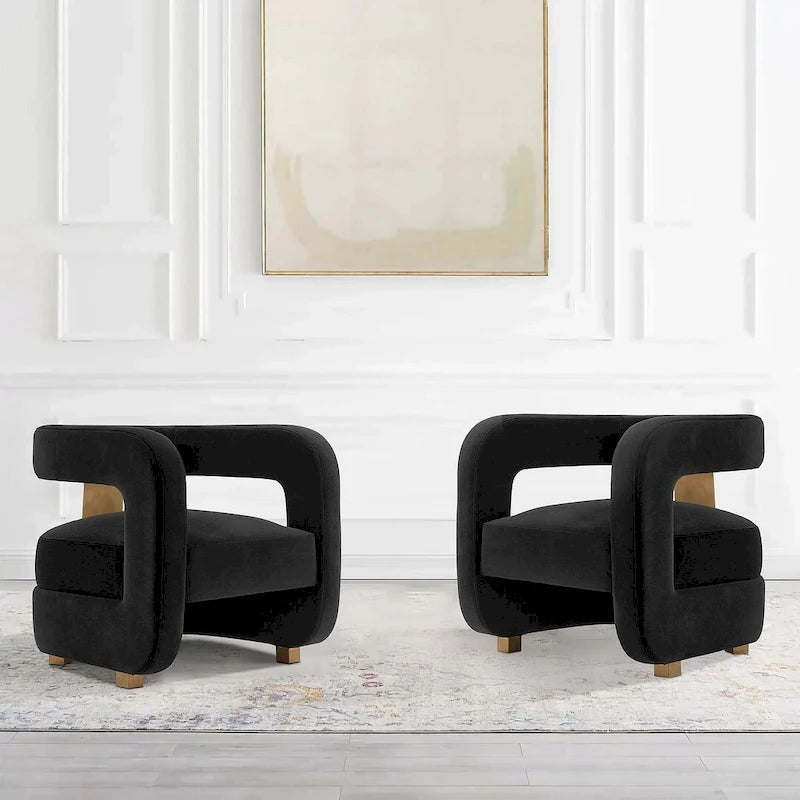 Manhattan Comfort Modern Amirah Velvet Accent Chair Set of 2