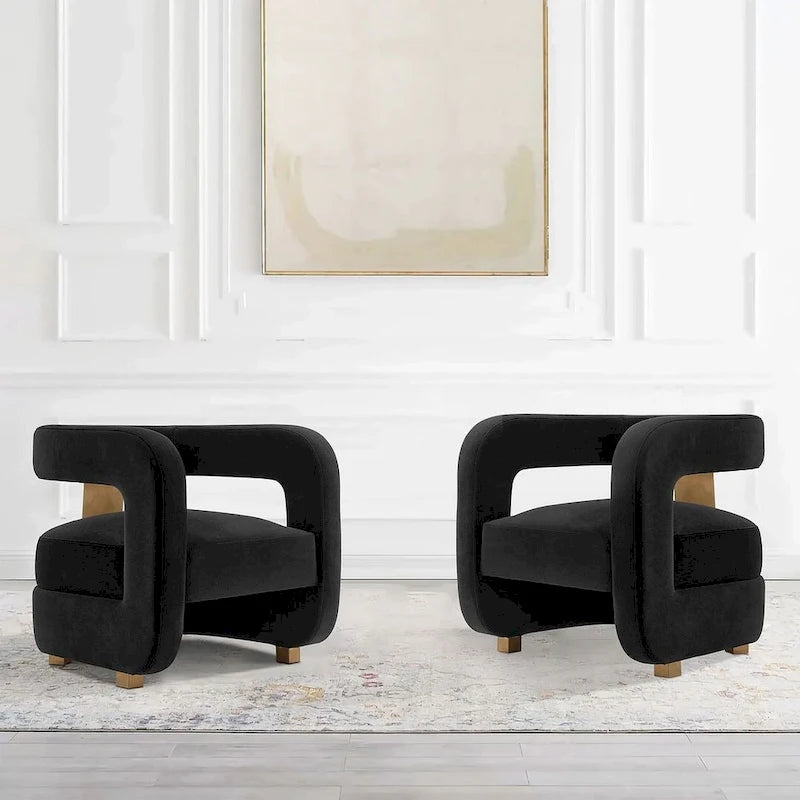 Manhattan Comfort Modern Amirah Velvet Accent Chair Set of 2