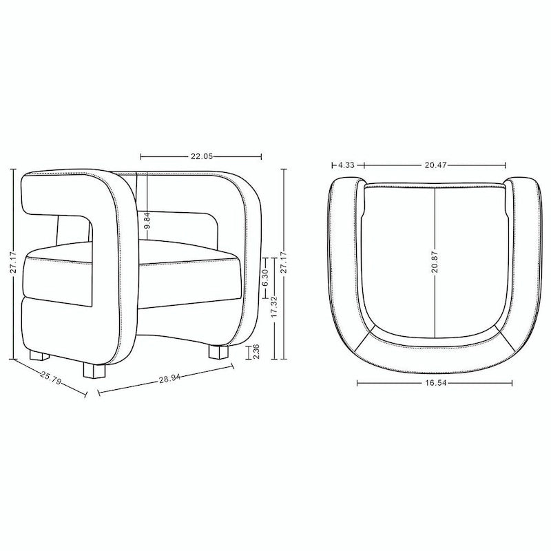 Manhattan Comfort Modern Amirah Velvet Accent Chair Set of 2