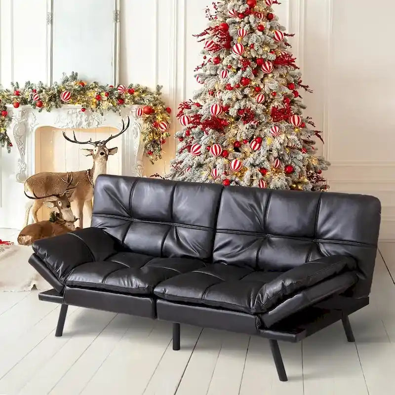 Sofa Bed, Convertible Futon Sleeper Couch Daybed with Adjustable Armrests for Studio, Apartment, Office, Small Space