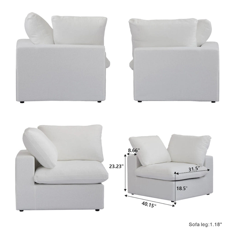 U Shape Couches for Living Room, 6-Seats Modular Convertible Sectional Sofa Couch