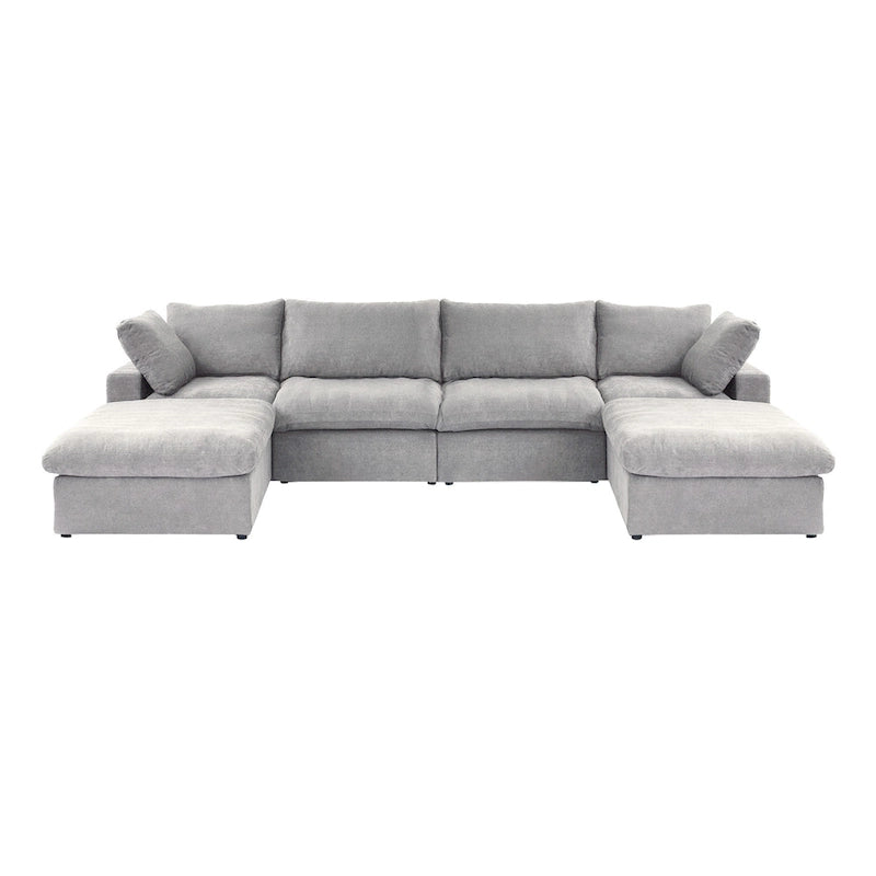 U Shape Couches for Living Room, 6-Seats Modular Convertible Sectional Sofa Couch