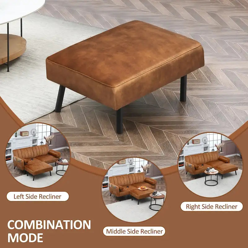 L-Shaped Velvet Sectional Sofa Couch, Convertible Futon Sleeper with Split Back Design Recliner for Compact Living - 2-Person