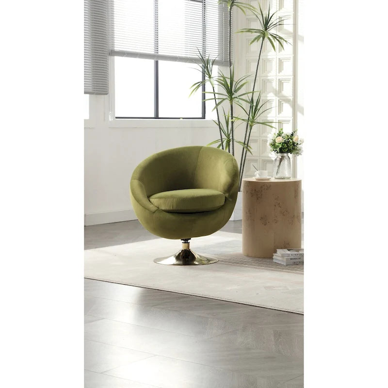 HOMEFUN Velvet 360 Degree Swivel Right Cuddle Barrel Accent Chairs