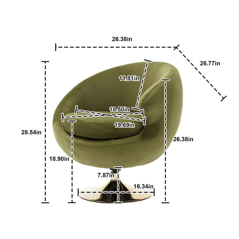 HOMEFUN Velvet 360 Degree Swivel Right Cuddle Barrel Accent Chairs