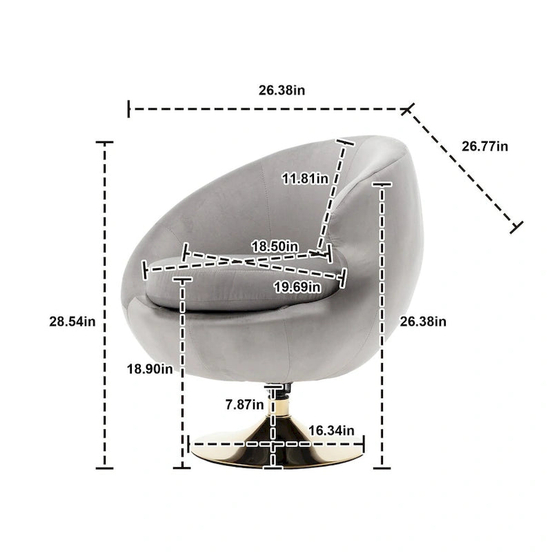 HOMEFUN Velvet 360 Degree Swivel Right Cuddle Barrel Accent Chairs