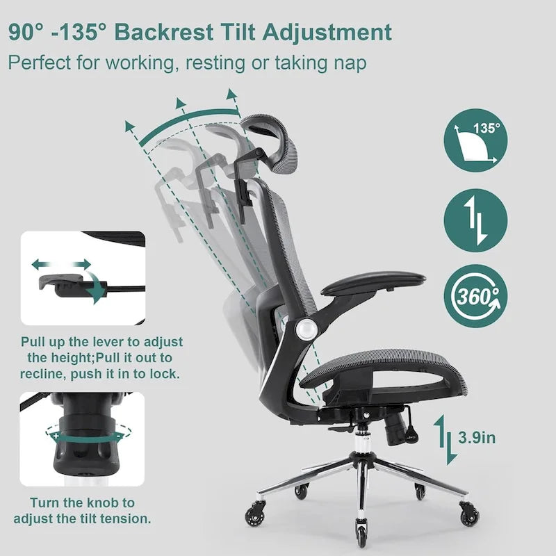 Mesh Office Chair, Home Office Desk Chairs with High