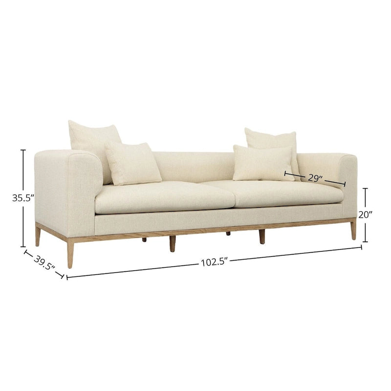 Dora 103  Upholstered Sofa, Beige