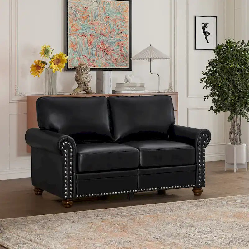 Living Room Faux Leather Sofa Loveseat