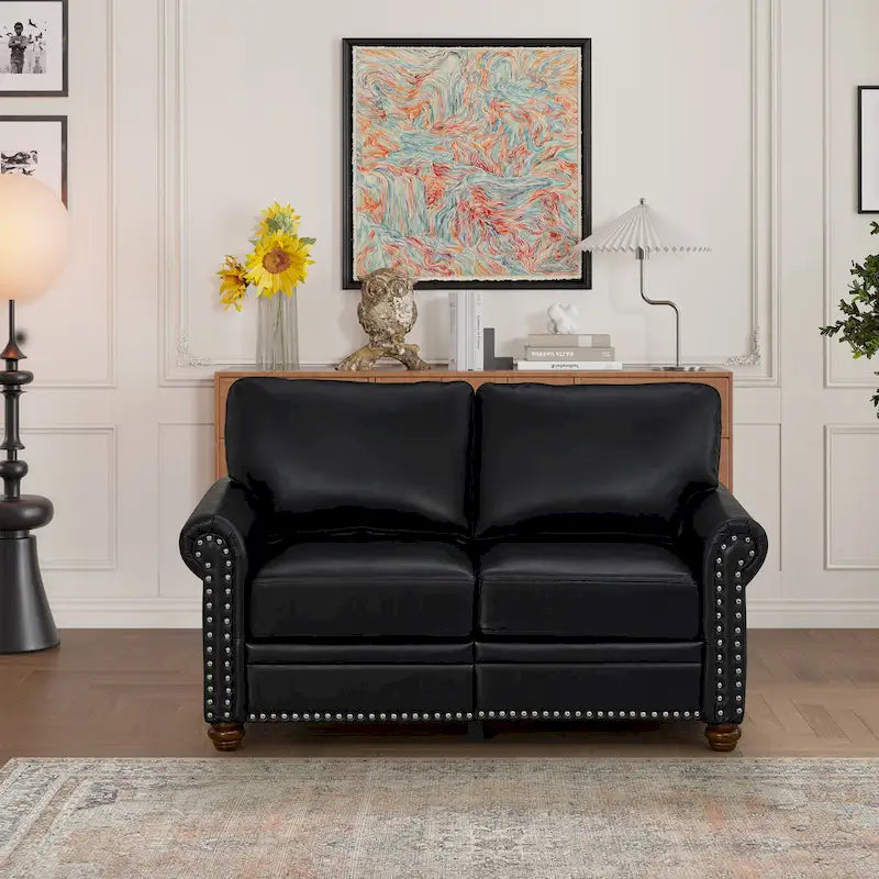 Living Room Faux Leather Sofa Loveseat