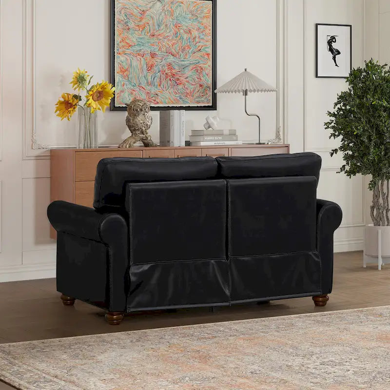 Living Room Faux Leather Sofa Loveseat