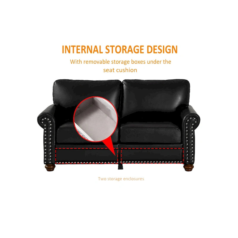 Living Room Faux Leather Sofa Loveseat