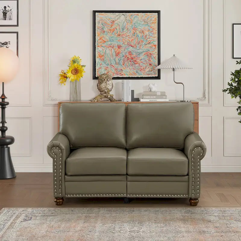 Living Room Faux Leather Sofa Loveseat