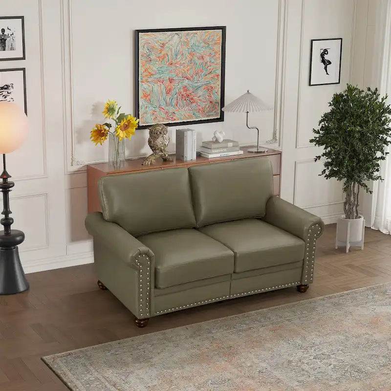 Living Room Faux Leather Sofa Loveseat
