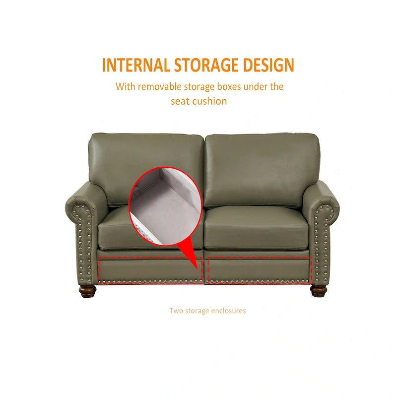 Living Room Faux Leather Sofa Loveseat