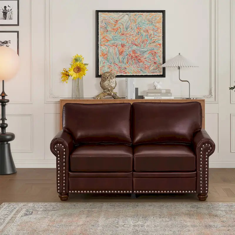 Living Room Faux Leather Sofa Loveseat