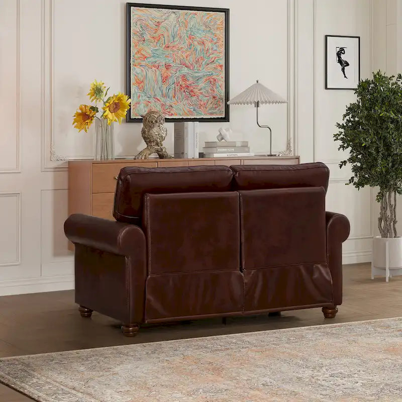 Living Room Faux Leather Sofa Loveseat