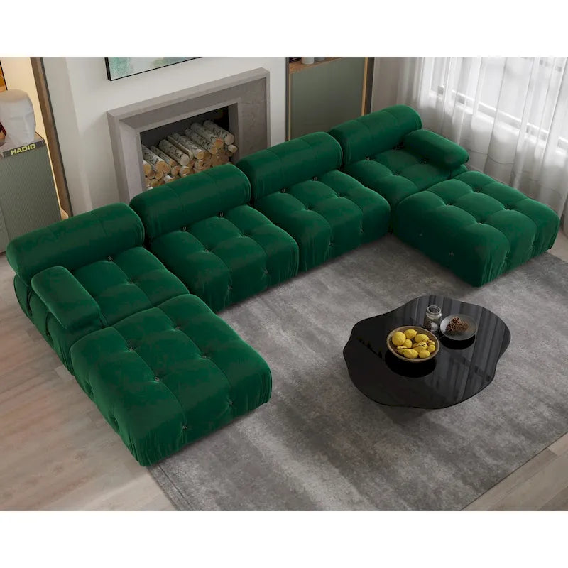 138  Convertible Modular Sectional Sofa, U-Shaped Minimalist Velvet Sofas Couches