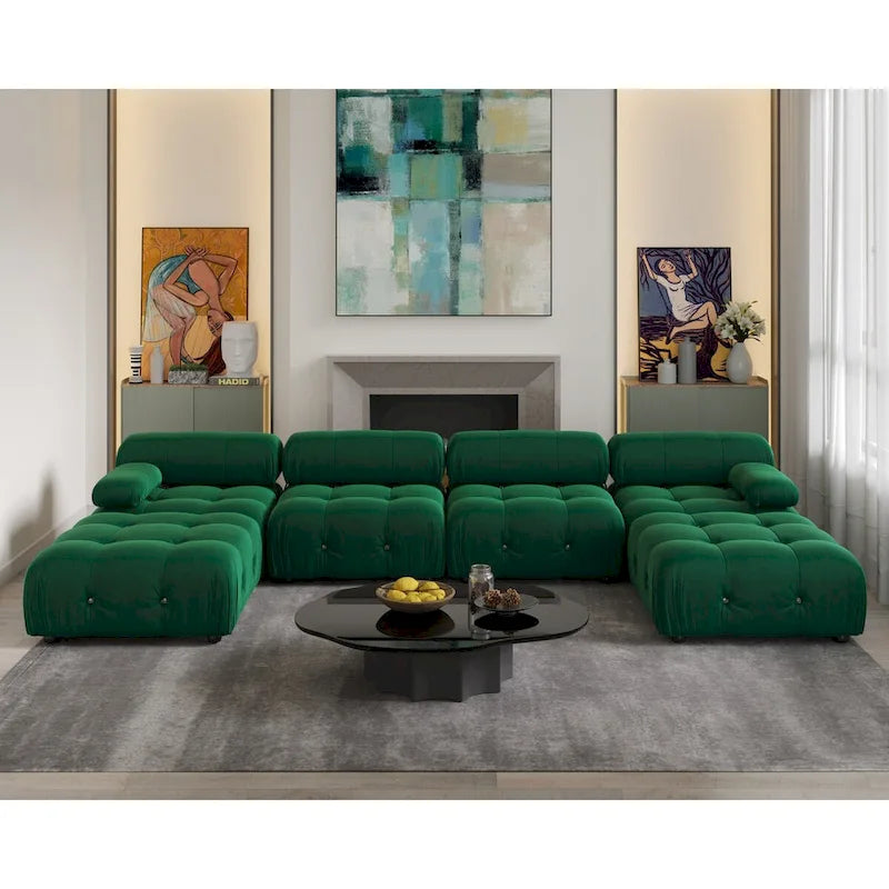 138  Convertible Modular Sectional Sofa, U-Shaped Minimalist Velvet Sofas Couches